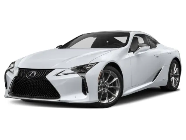 2019 Lexus LC 500h grand tourer in white, showcasing its unique and sporty coupe styling.