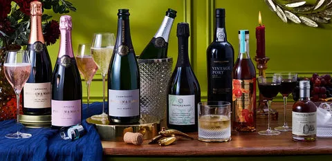 A bottle of wine or spirits for a festive treat.