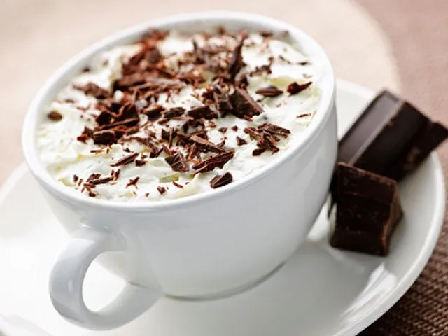 A close-up of dark chocolate pieces.