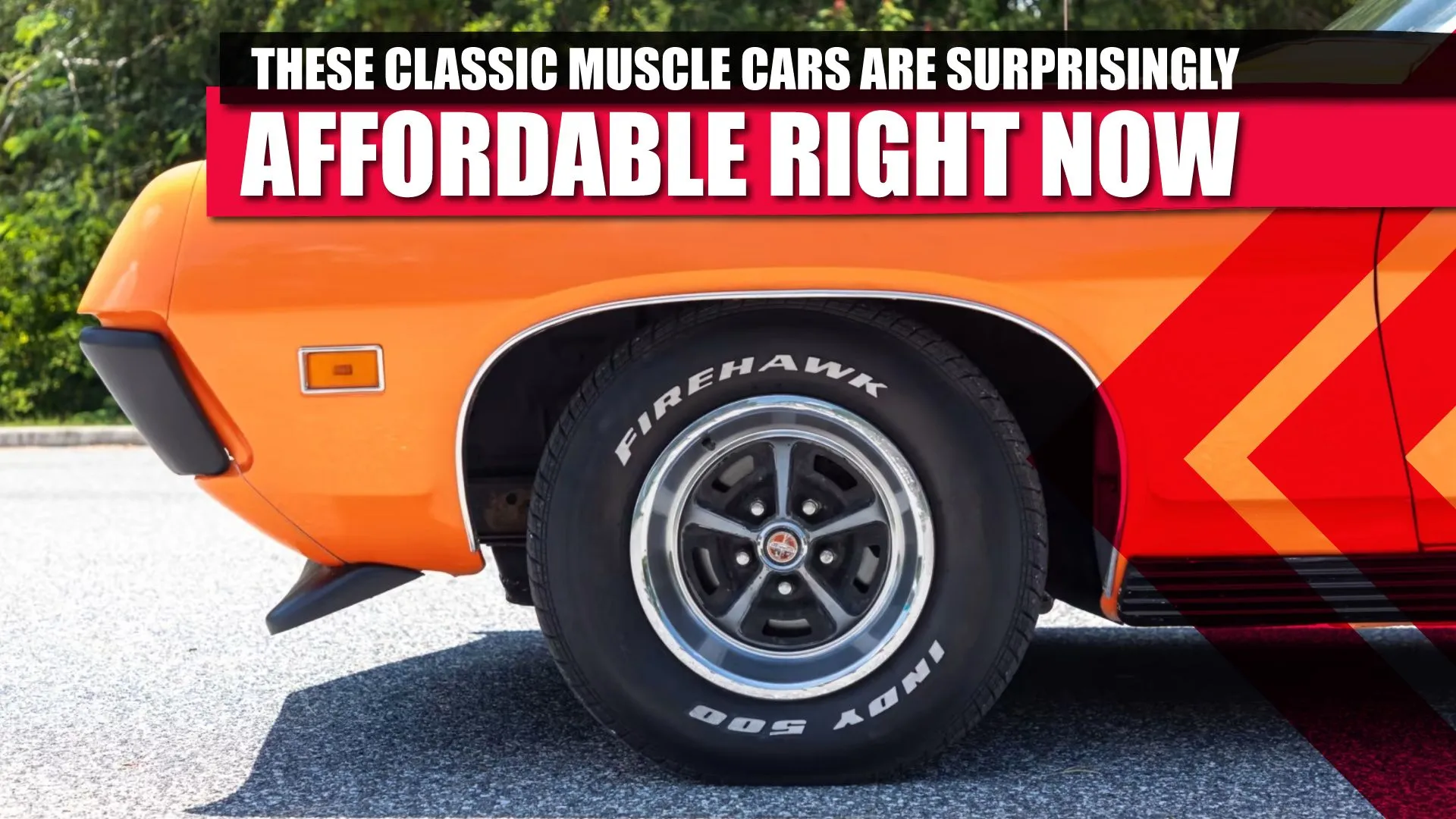 A collection of classic muscle cars parked together, showcasing various models and colors.