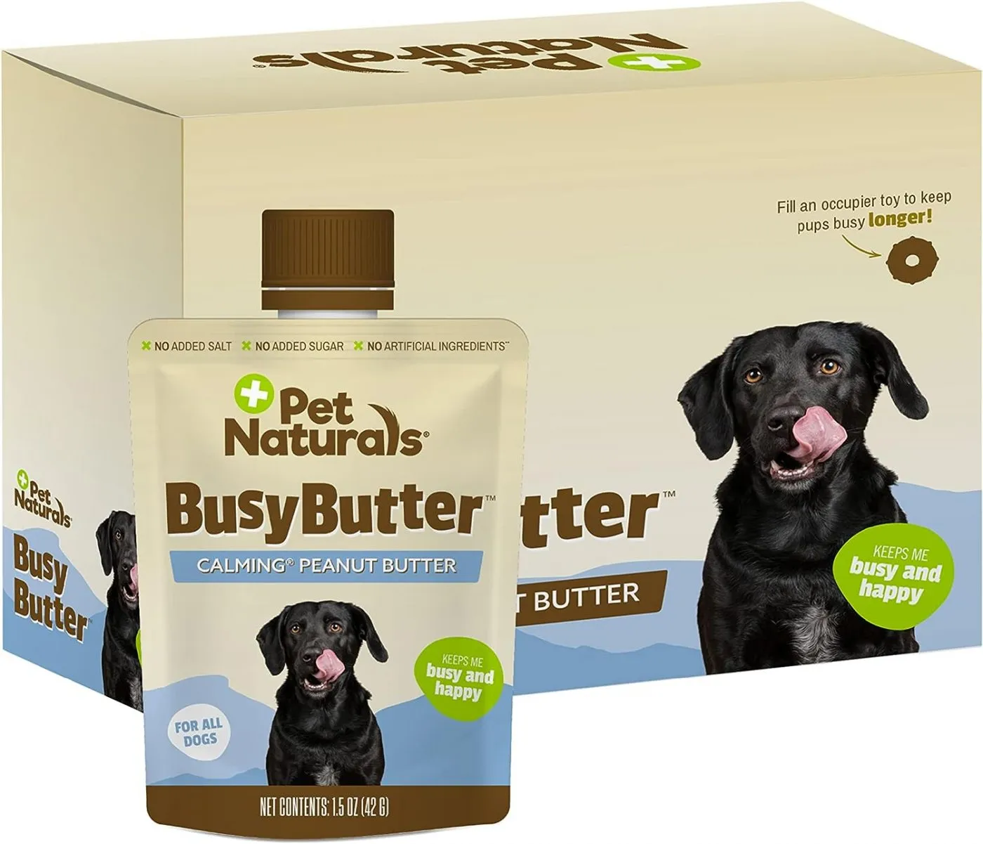 A dog happily licking busy butter from a lick mat