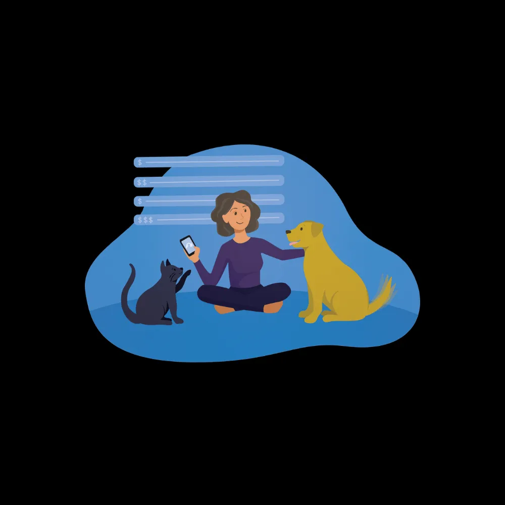 A professional pet care provider confidently interacting with a dog, highlighting the expertise and dedication behind their service.
