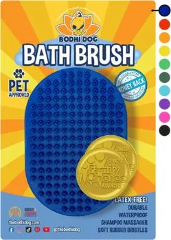 A soft bristle brush for dog grooming
