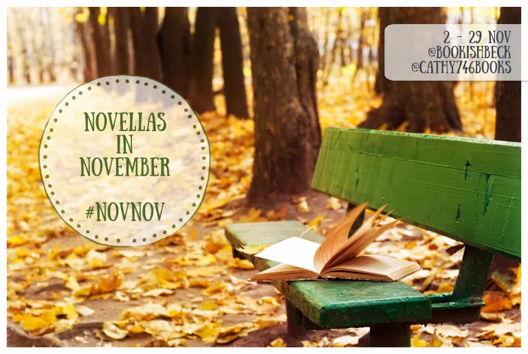 A stack of novellas, including "West of Rome" by John Fante, highlighting its inclusion in a "November in Novellas" reading list.