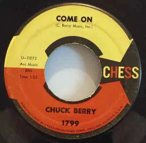 A vintage 45 record of Chuck Berry's "Come On."