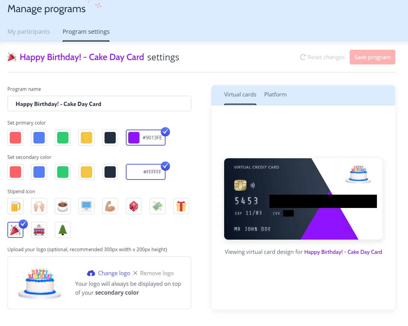 A virtual credit card that