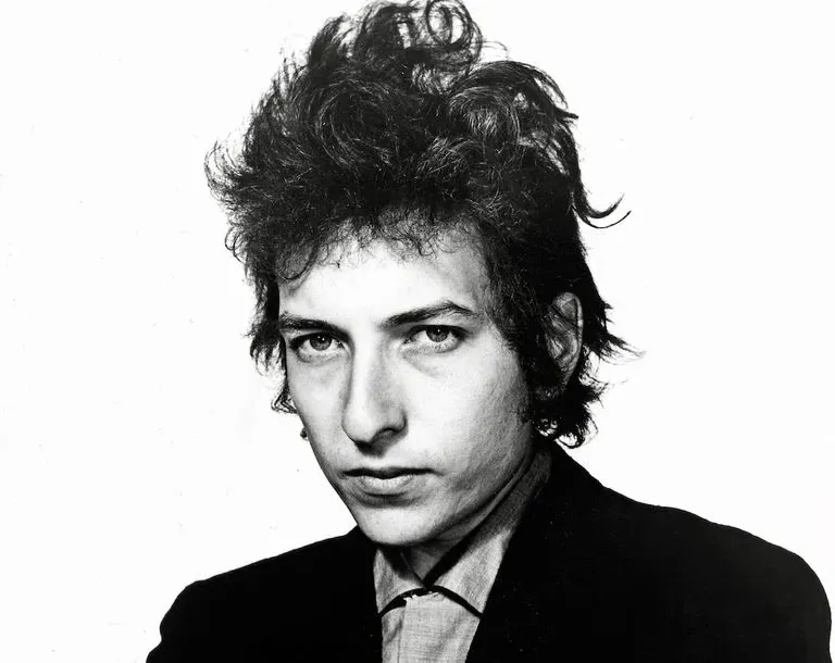 A young Bob Dylan, folk music legend, before his electric transition