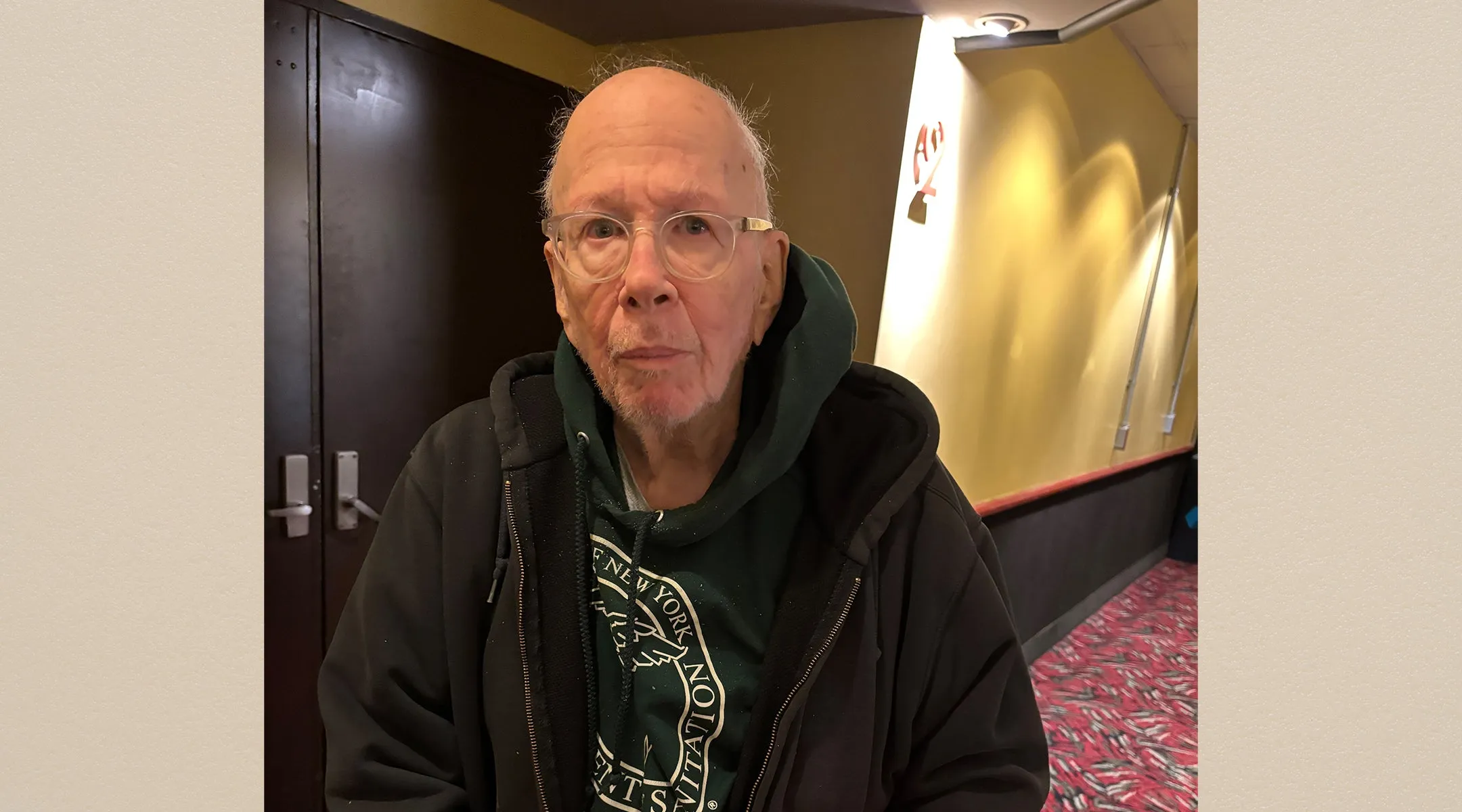 A.J. Weberman in a movie theater after viewing "A Complete Unknown"