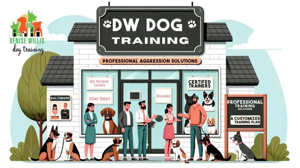 An image guiding viewers on when to seek professional help for dog aggression.