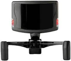An infrared eye tracker device, small and dark, mounted on a three-legged stand.