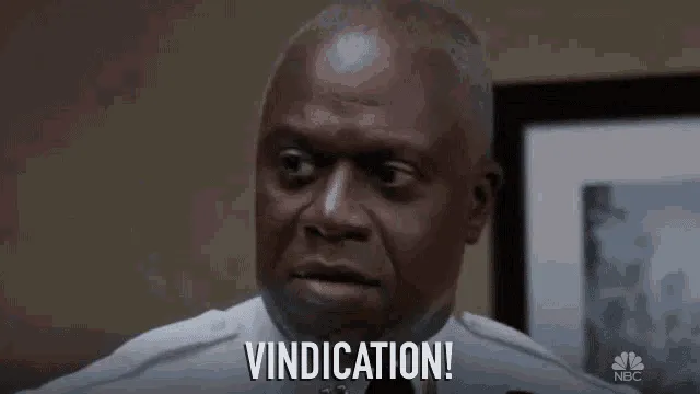 Animated GIF of a dog looking triumphant, representing the feeling of vindication for dog owners struggling with leash pulling problems.