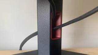 AOC Gaming Q27G4ZR monitor from the rear, showing its connectivity ports and minimalist gaming aesthetic