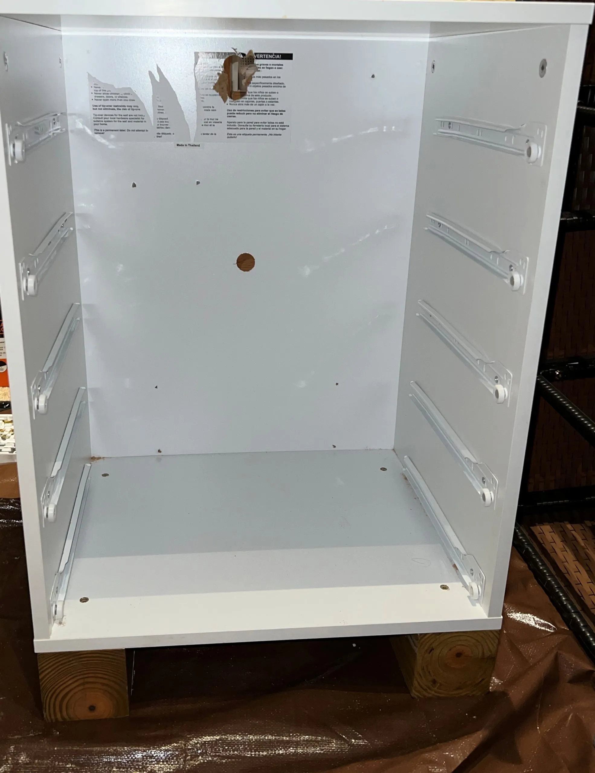 Attaching the 4x4 wood to the drawers