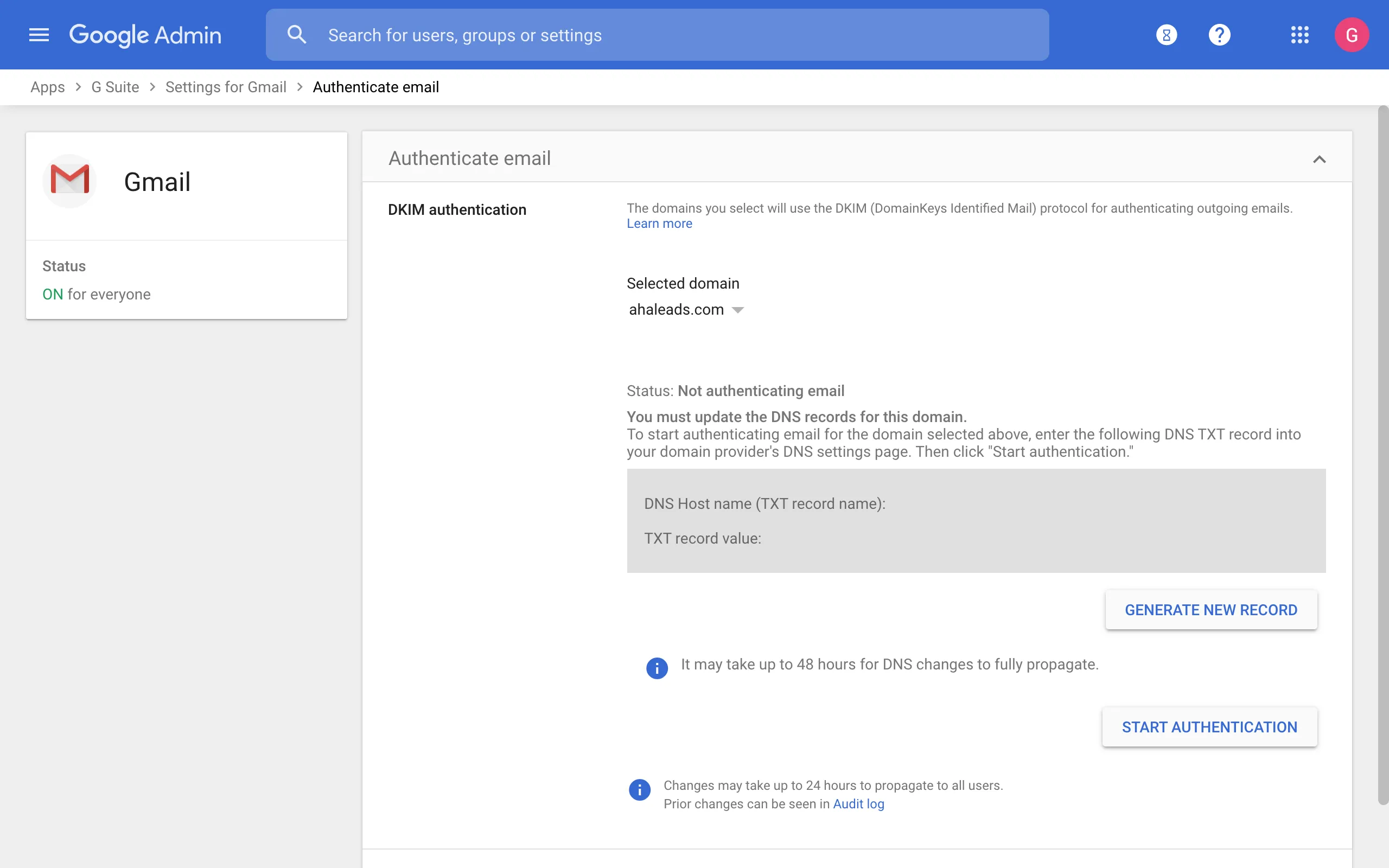 Authenticate Email Option