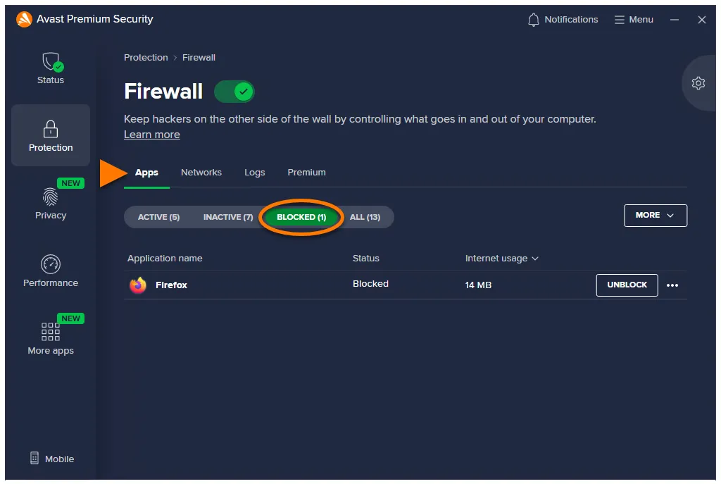 Avast Blocked Apps