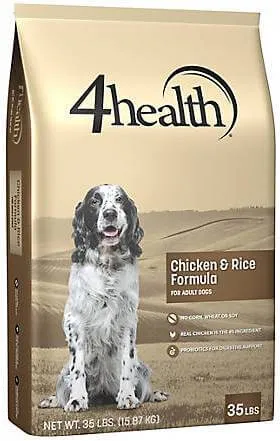 Bag of 4health Salmon and Potato dry dog food showcasing key ingredients and brand branding