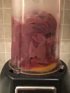 Blending liver and egg for dog liver cake recipe