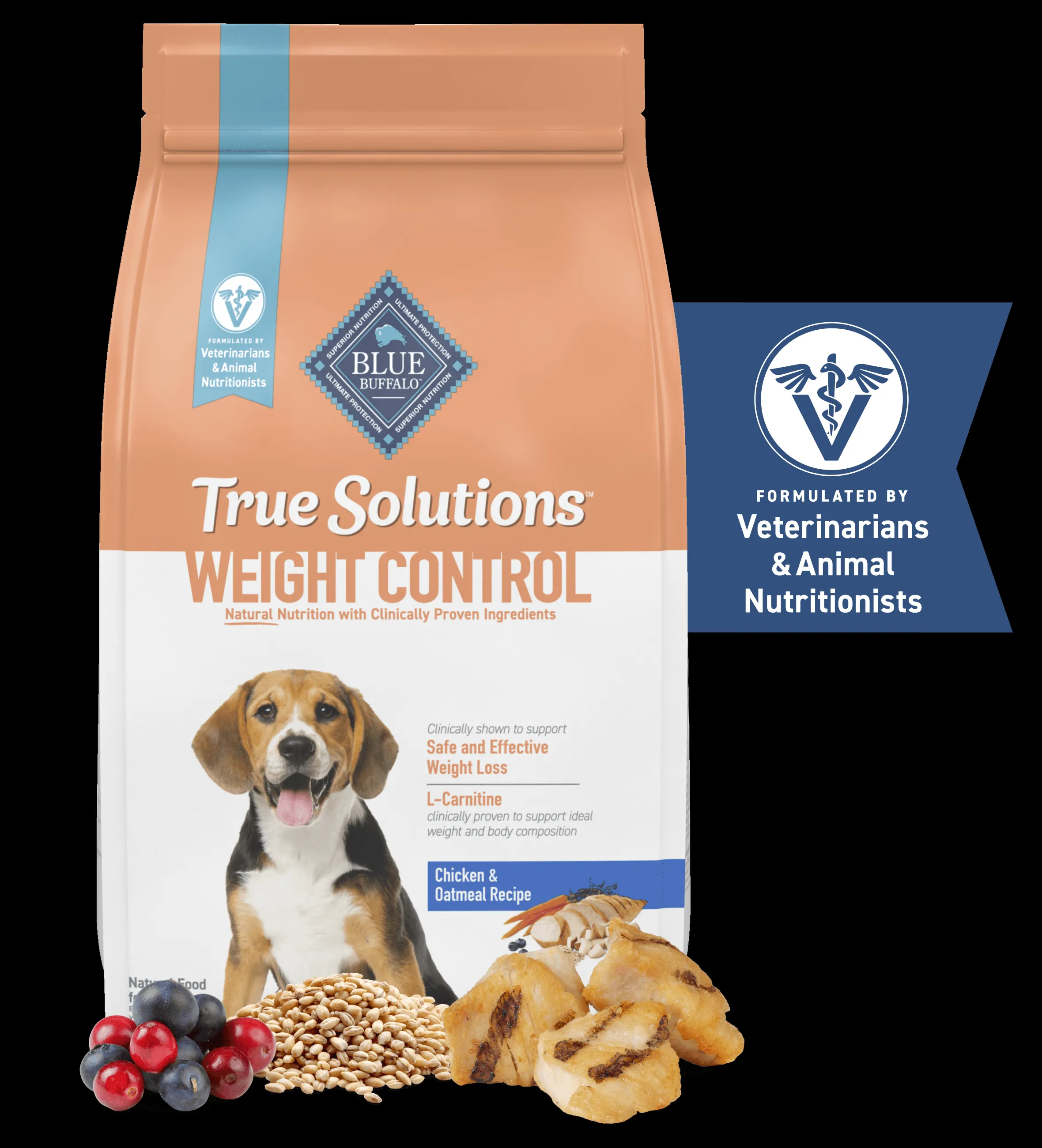 Blue True Solutions adult dog food bag for weight control