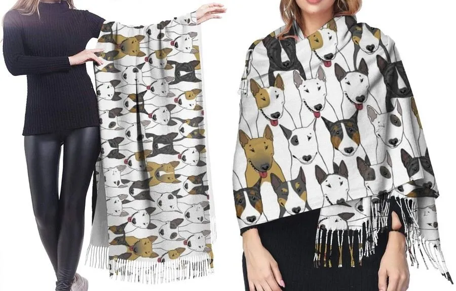 Bull Terrier shawl in a beautiful infinite Bull Terriers in all colors design.