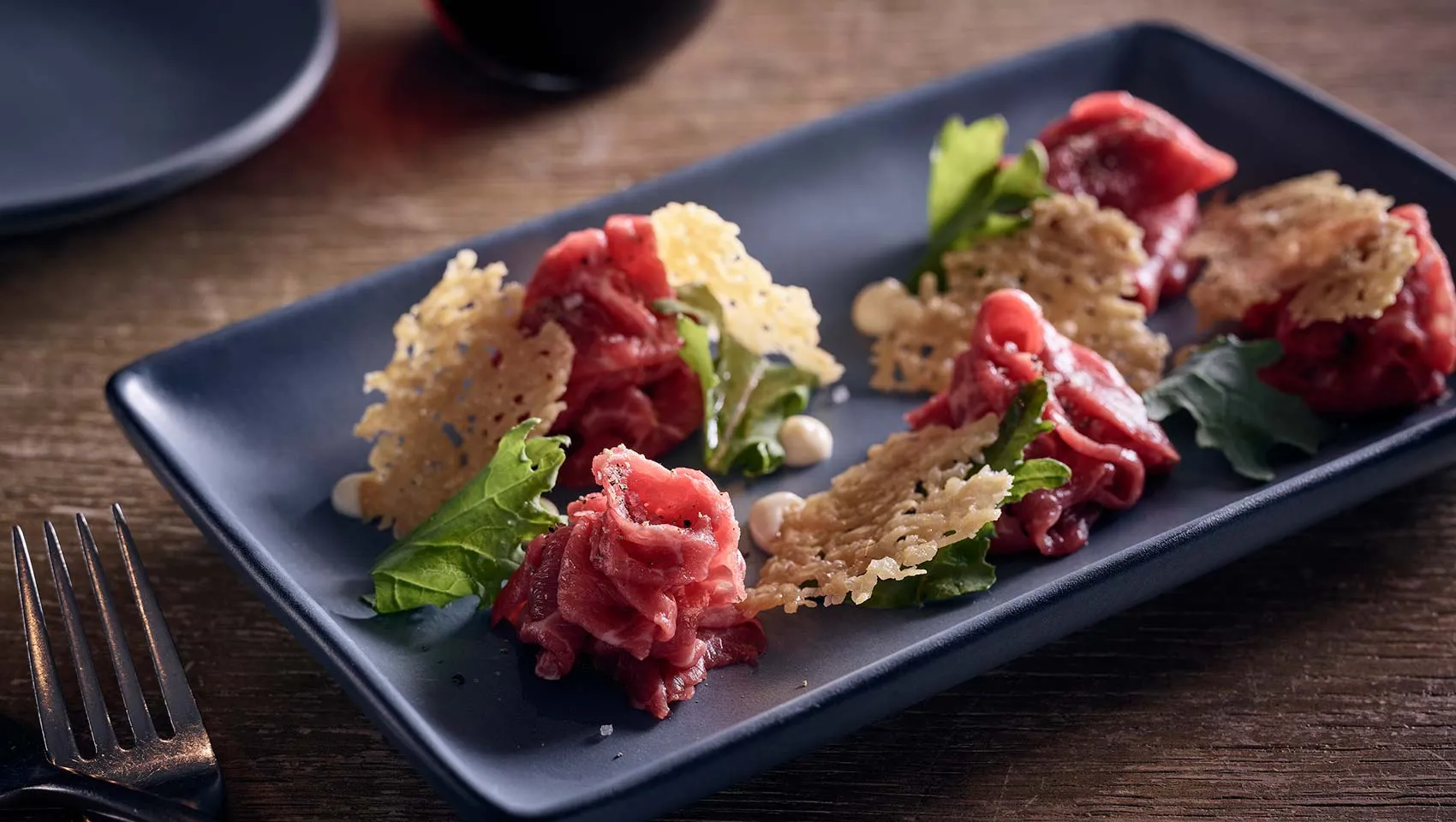 Carpaccio and Parmasean Crisp