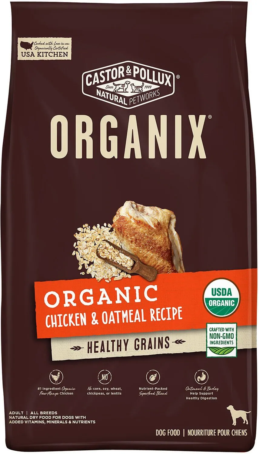 Castor and Pollux Organix Organic Chicken and Oatmeal dog food bag