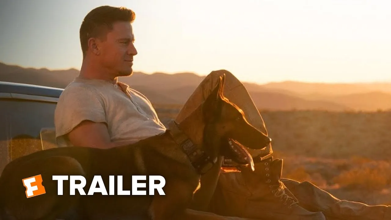 Channing Tatum and Lulu in a scene from the movie Dog