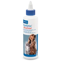 Close-up of a bottle of Virbac Epi-Otic Advanced Ear Cleanser