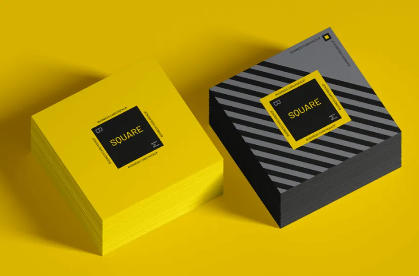 Color of the year 2021 Illuminating and Ultimate Grey High contrast Square Business Card 