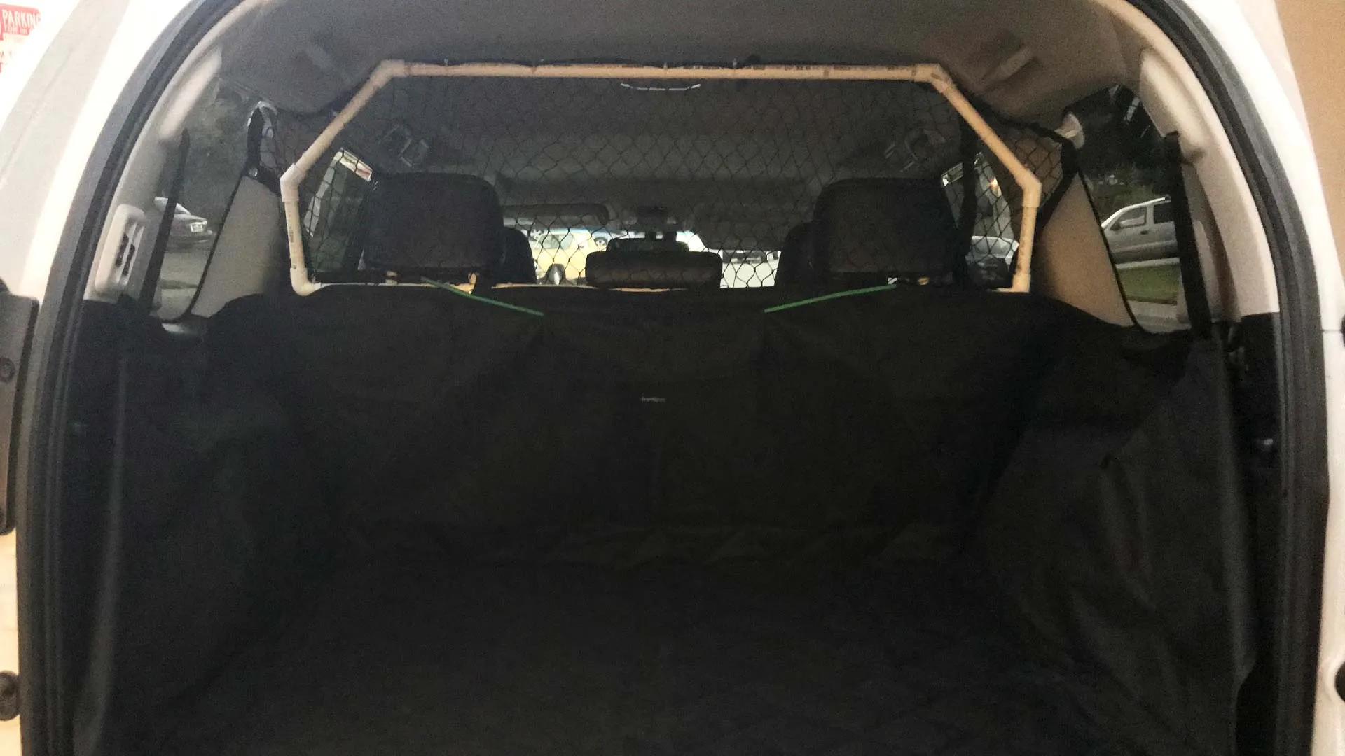 Completed DIY dog car barrier for SUV