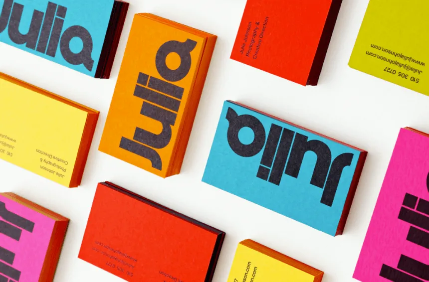 Creative Business Card Photographer Vertical Card Vivid Neon Colors