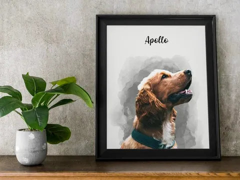 Custom watercolor pet portrait from photo