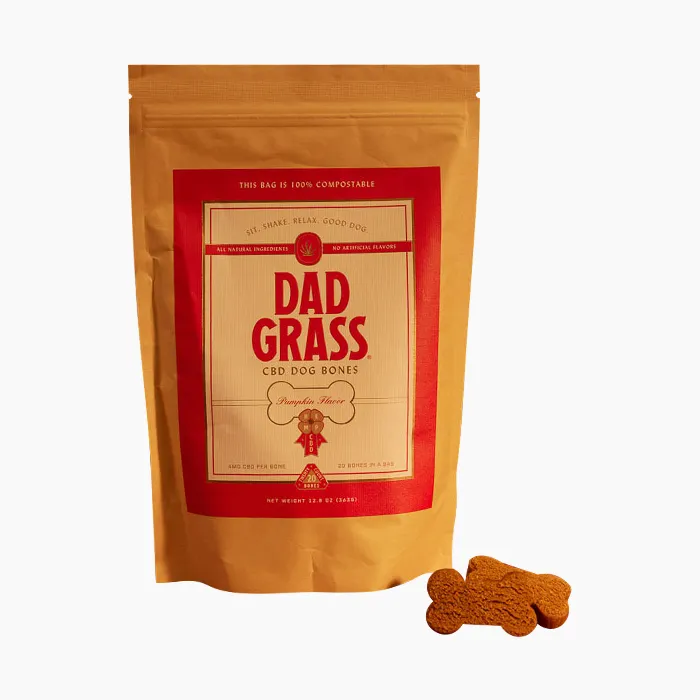 Dad Grass CBD Dog Bones, pumpkin-flavored, vegan CBD bones for dogs