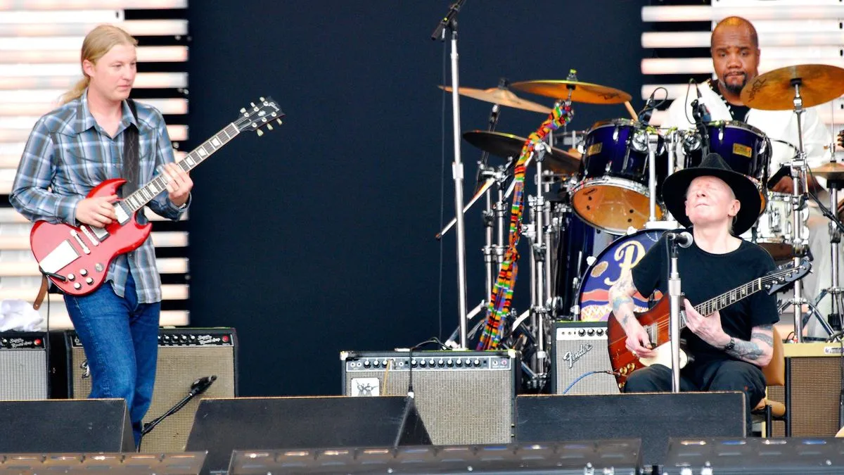 Derek Trucks and Johnny Winter perform at Eric Clapton