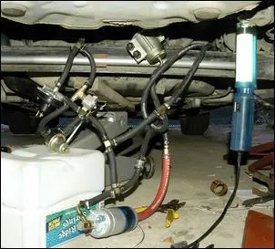 Detailed schematic diagram of the new, advanced dual fuel pump and parallel fuel pressure regulator system for the turbocharged Prius, ensuring consistent fuel delivery at high loads.