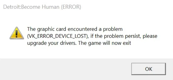 Detroit Become Human Crash Error