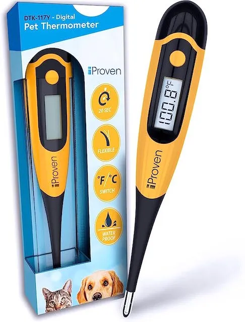 Digital pet thermometer with a flexible tip for accurate canine temperature readings