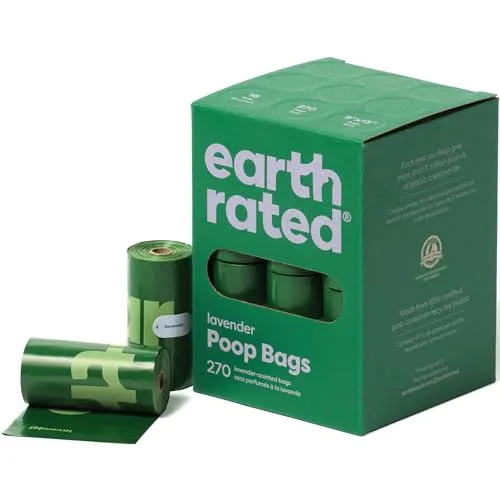 Earth Rated Dog Poo Bags, Guaranteed Leak Proof and Extra Thick - Lavender Scented - 270 Count