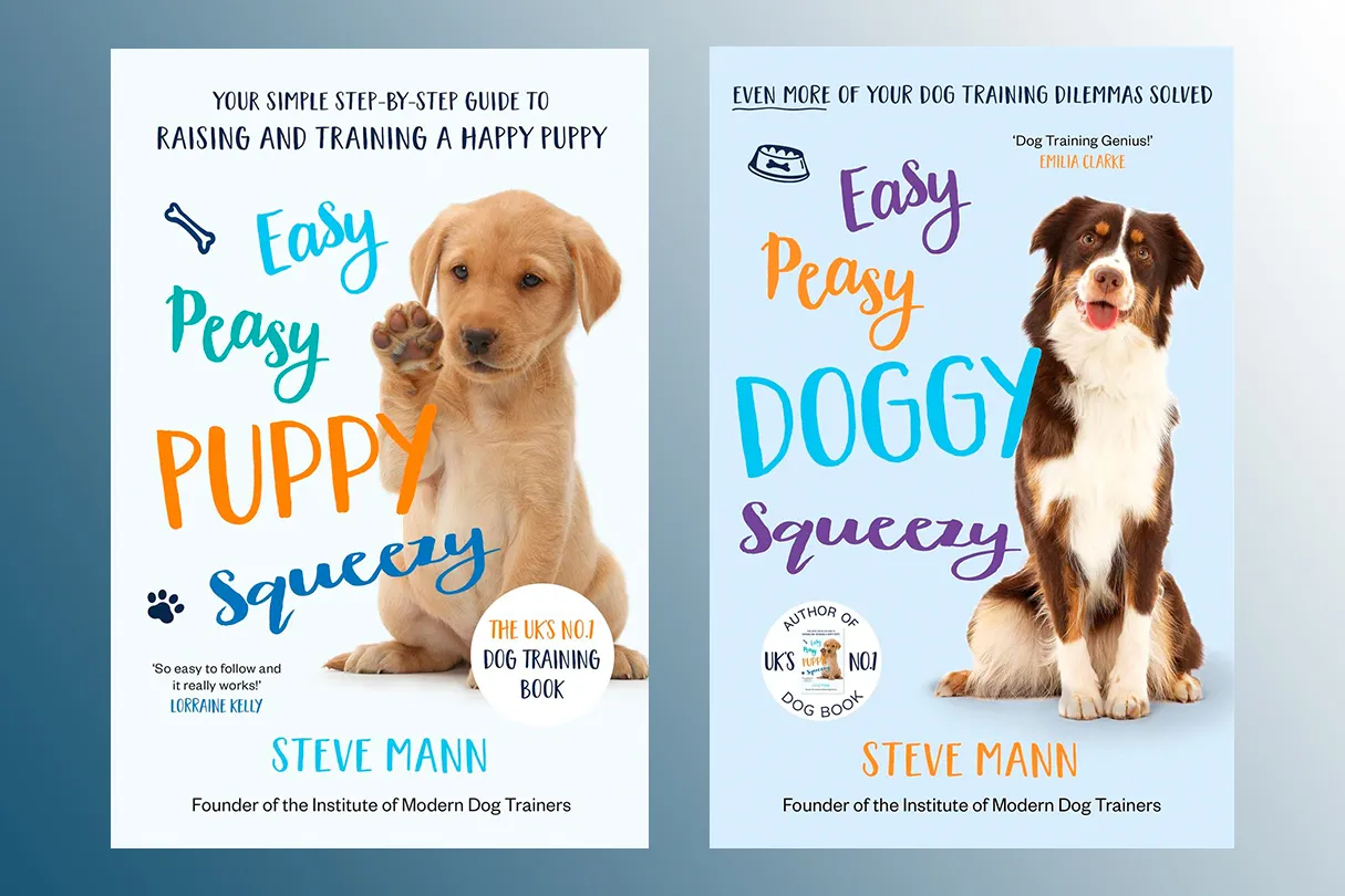 Easy Peasy Puppy Squeezy and Doggy Squeezy book covers by UK's Steve Mann
