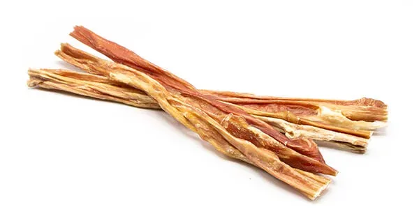 Eldon's Bladder Sticks, firm and collagen-rich dog chews that soften for dental care.