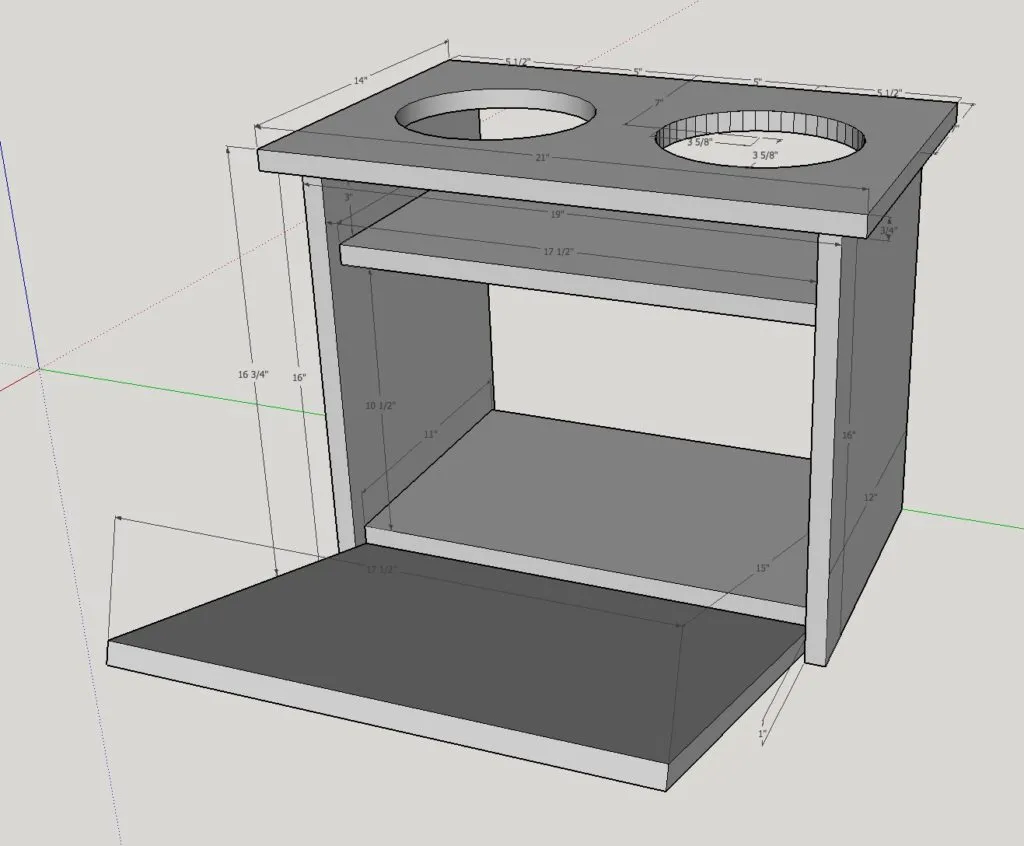 elevated dog bowl station dimensions