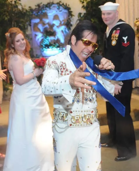 Elvis Impersonator Performing at Wedding