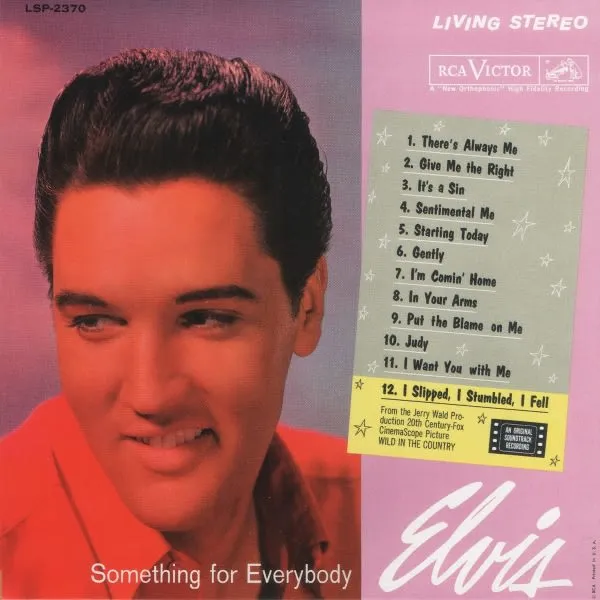 Elvis Presley Something For Everybody album cover, a 1961 record featuring rock and roll and pop songs