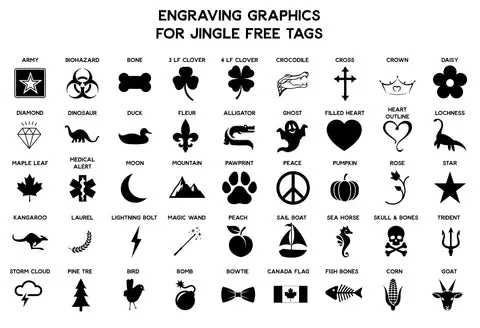 Engraving graphics for jingle-free dog tags