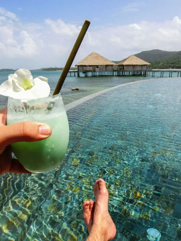 Enjoying a tranquil moment by the infinity pool at Song Saa
