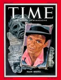 Frank Sinatra delivering a poignant ballad, embodying the emotional depth of his 1955 recordings.