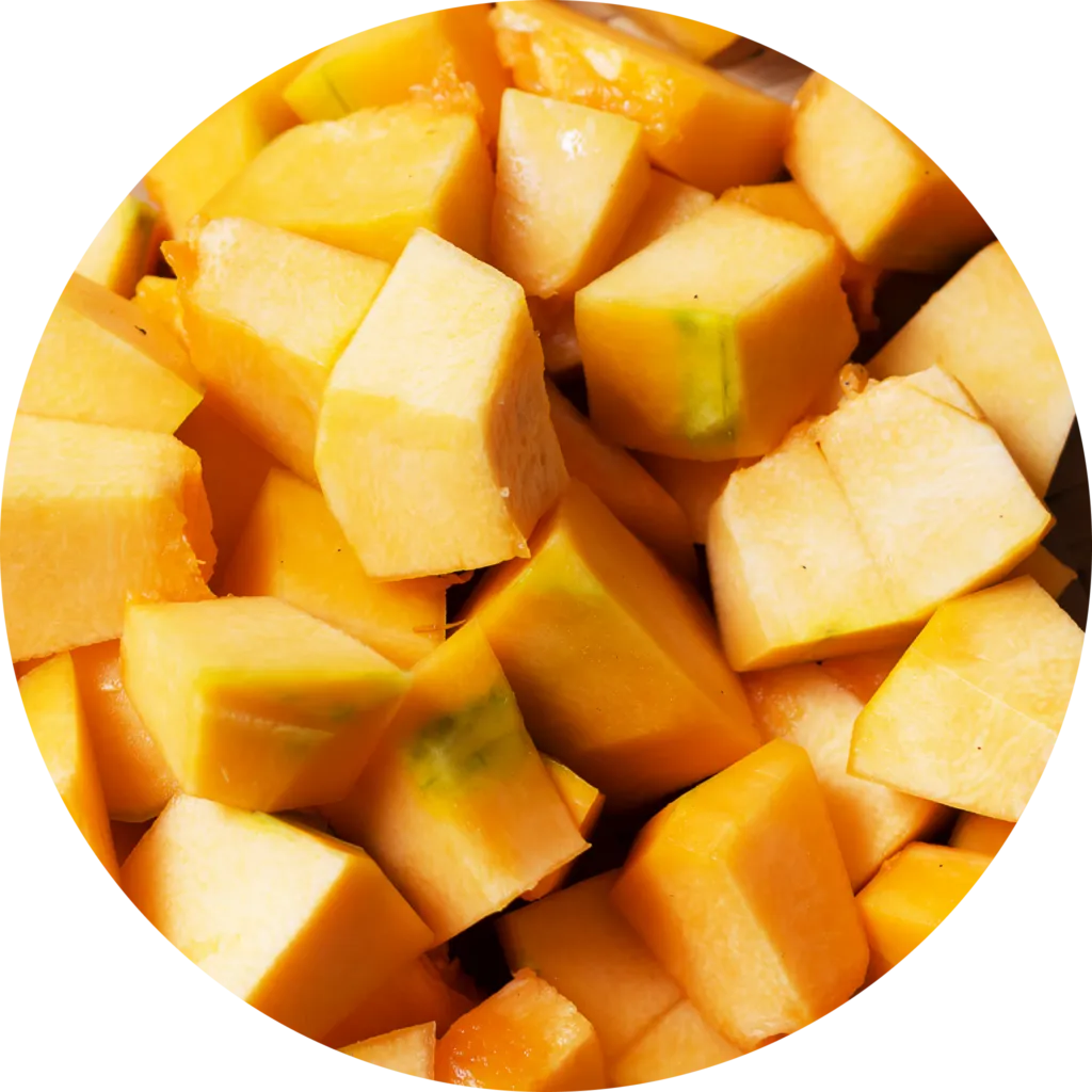 Fresh pumpkin, an ingredient in Nature's Recipe dog food for digestion