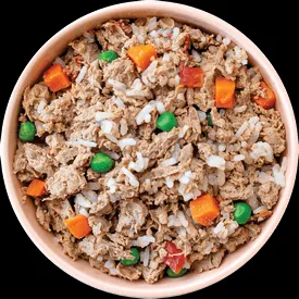 Fresh turkey dog food in a pouch, ready to serve