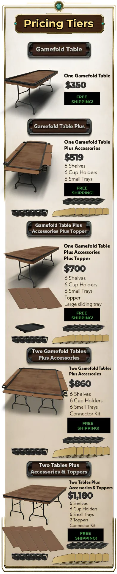 Gamefold folds down to 3.25' x 2.875' for easy storage