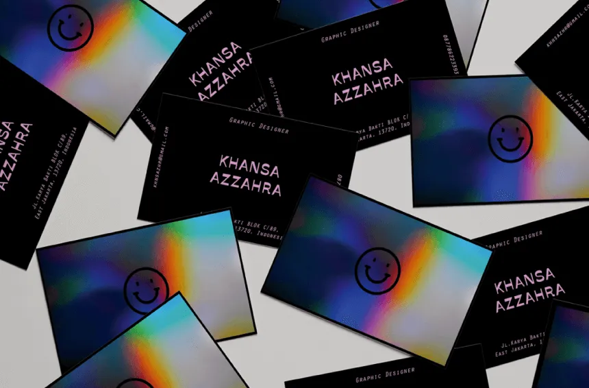 Graphic Designer Business Card Black Front Holographic Back