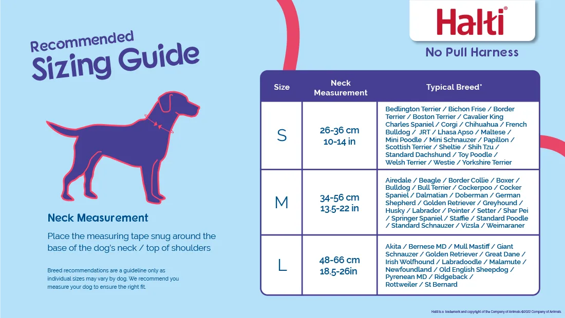Halti harness sizing chart